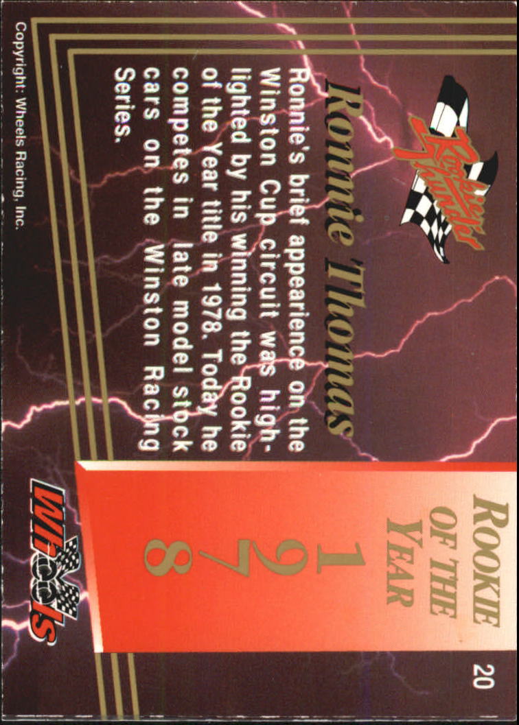 1993 Wheels Rookie Thunder #20 Ronnie Thomas back image