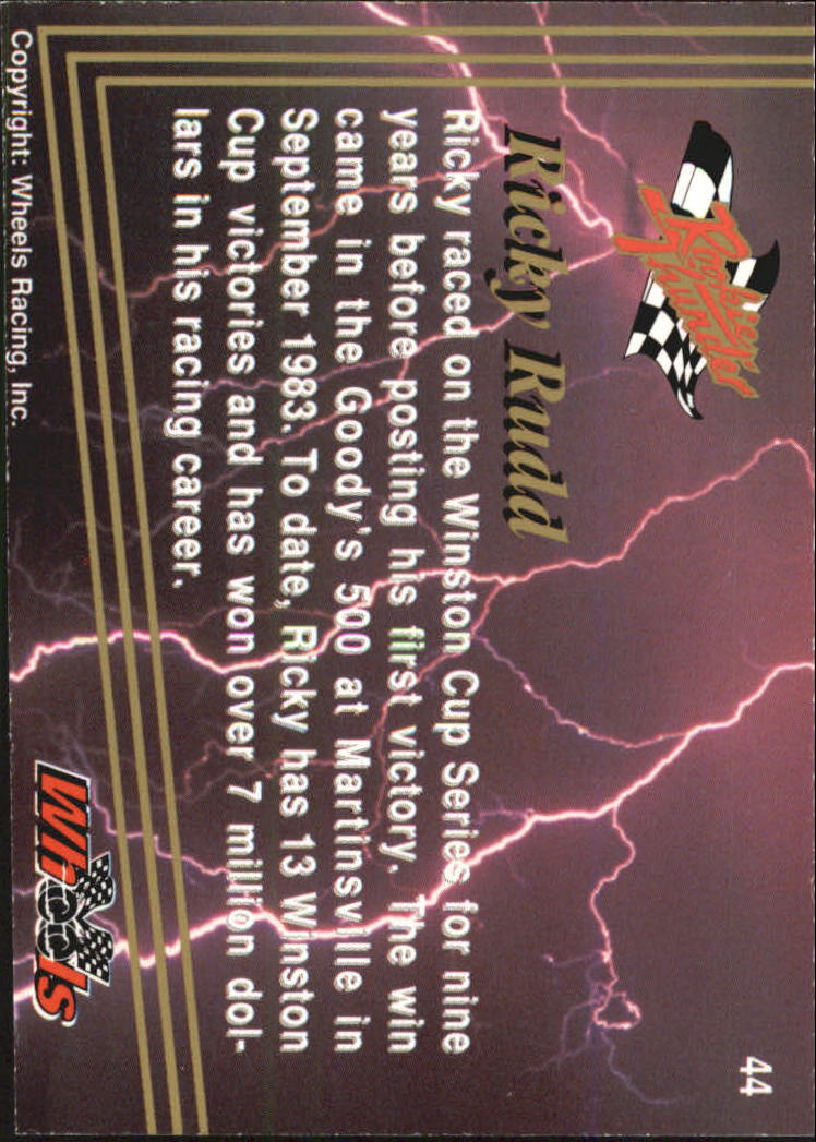 1993 Wheels Rookie Thunder #44 Ricky Rudd back image