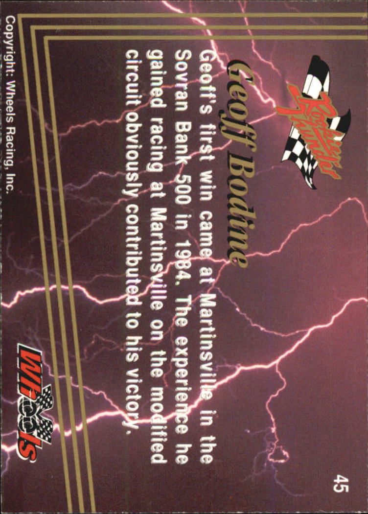 1993 Wheels Rookie Thunder #45 Geoff Bodine back image