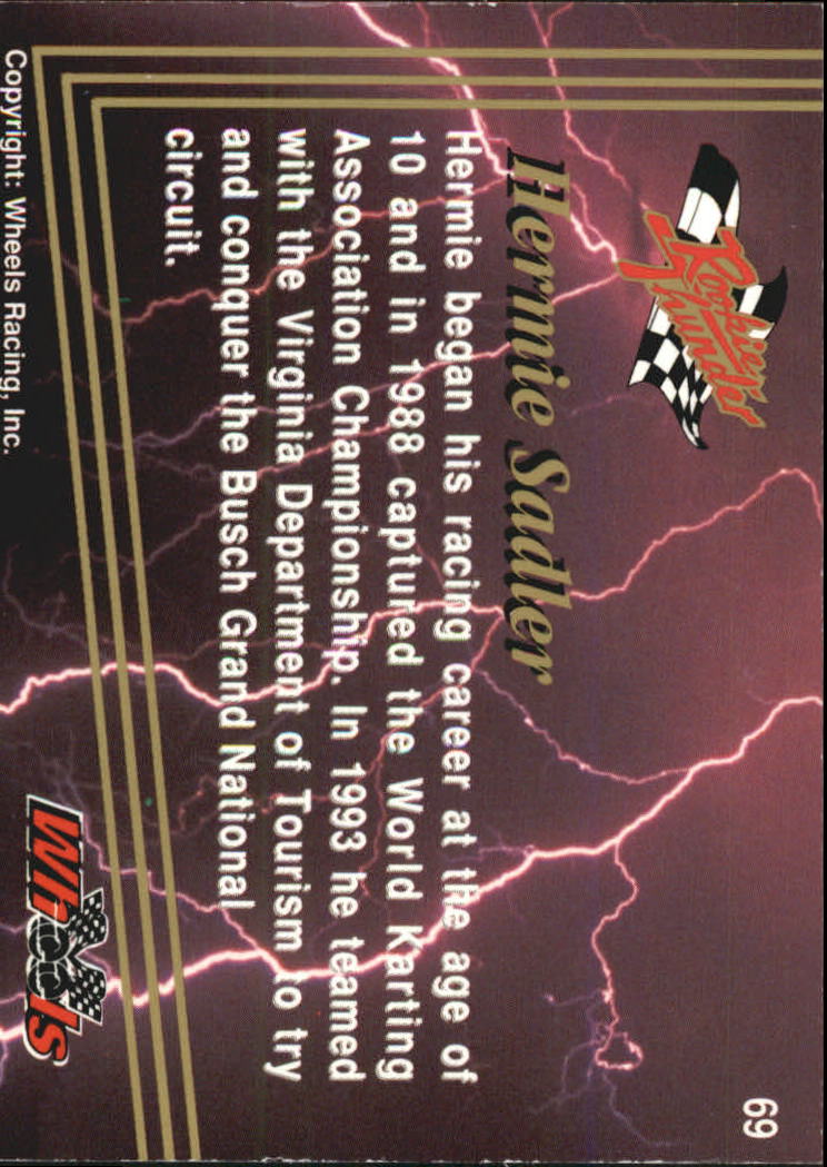 1993 Wheels Rookie Thunder #69 Hermie Sadler RC back image