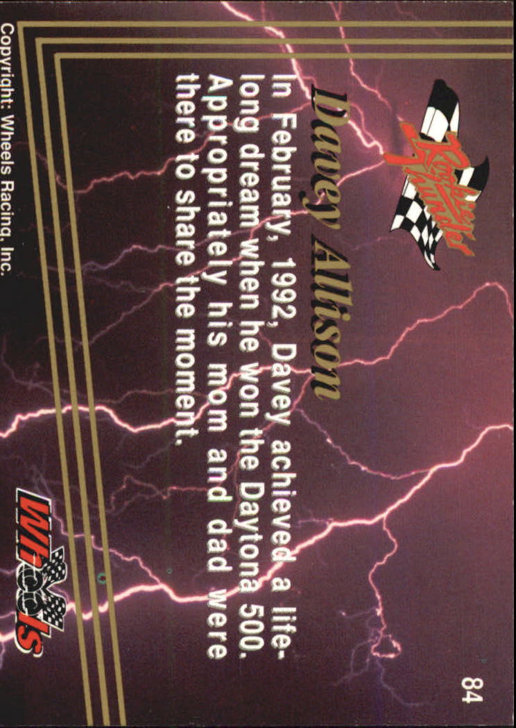 1993 Wheels Rookie Thunder #84 Davey Allison back image