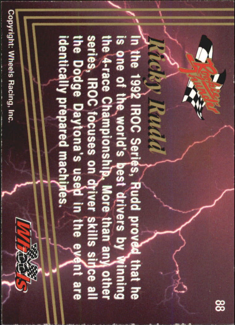 1993 Wheels Rookie Thunder #88 Ricky Rudd back image