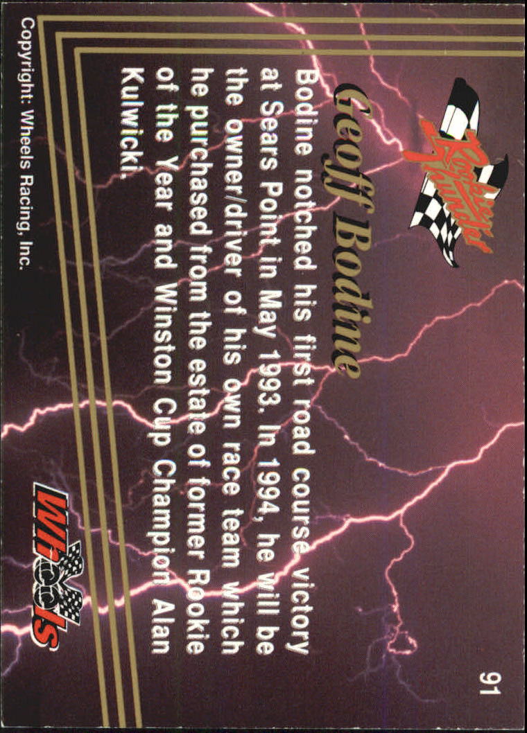 1993 Wheels Rookie Thunder #91 Geoff Bodine back image