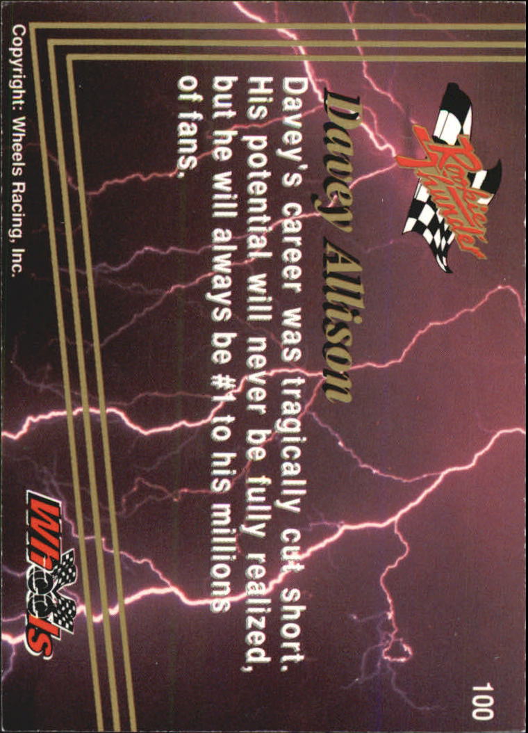 1993 Wheels Rookie Thunder #100 Davey Allison back image
