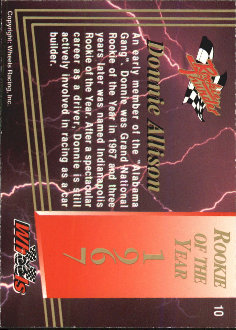 1993 Wheels Rookie Thunder Platinum #10 Donnie Allison back image