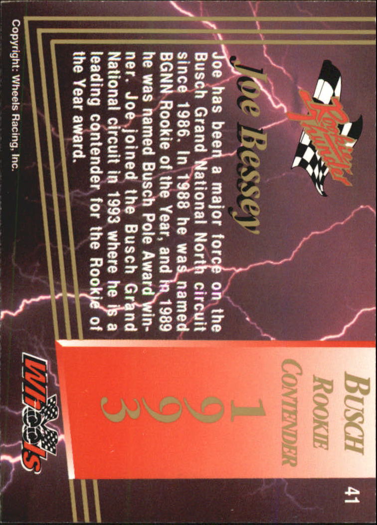 1993 Wheels Rookie Thunder Platinum #41 Joe Bessey back image
