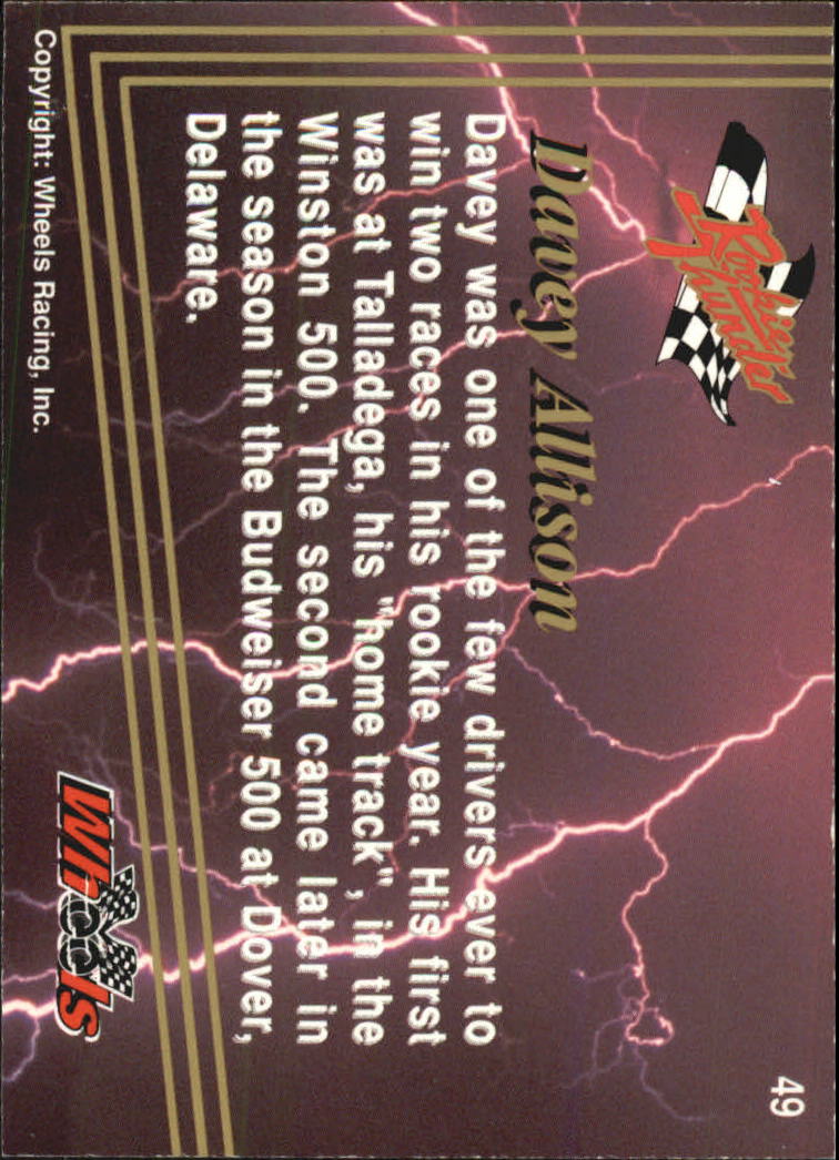 1993 Wheels Rookie Thunder Platinum #49 Davey Allison back image