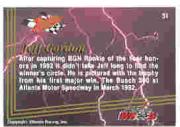 1993 Wheels Rookie Thunder Platinum #51 Jeff Gordon back image