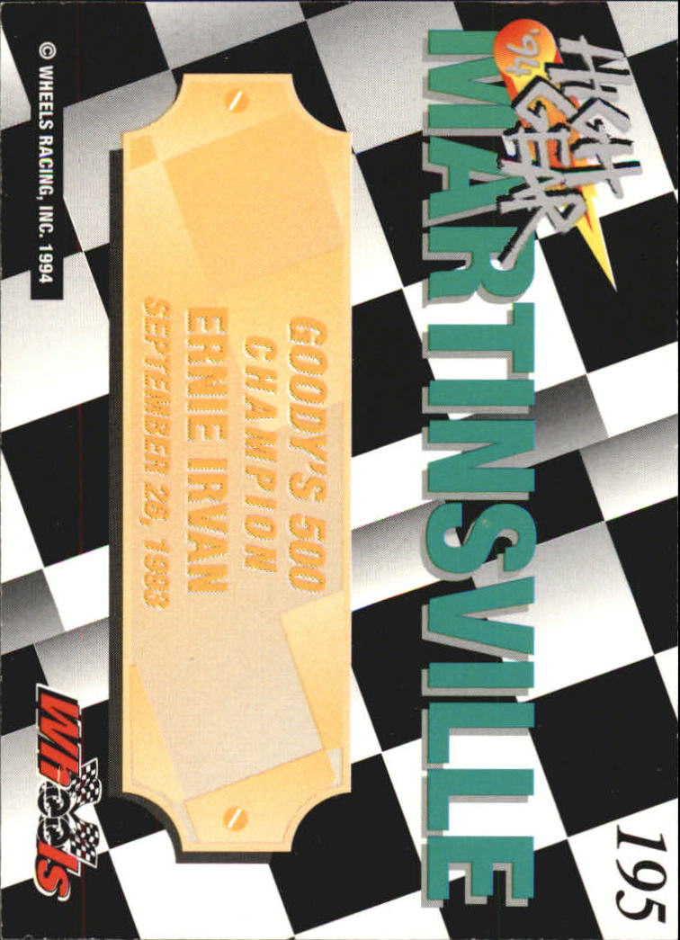 1994 Wheels High Gear Day One #195 Ernie Irvan WIN back image