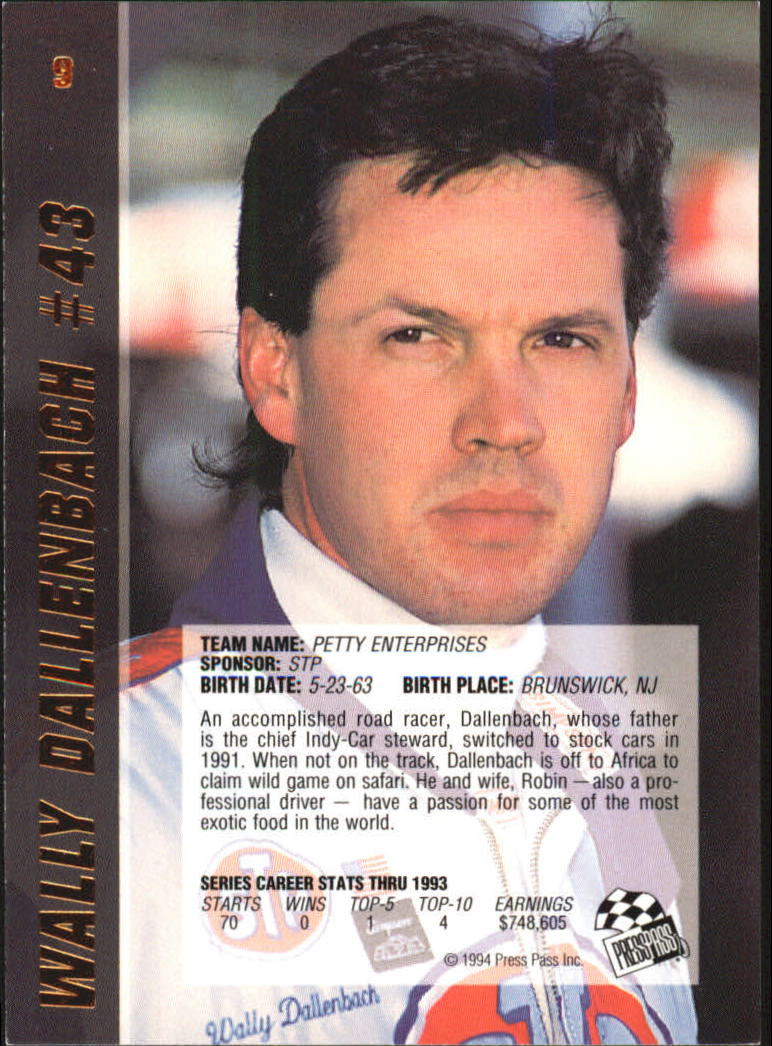 1994 VIP #9 Wally Dallenbach Jr. back image