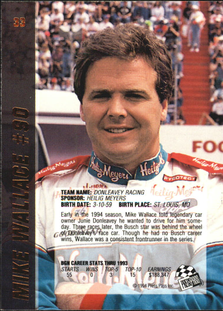1994 VIP #33 Mike Wallace back image