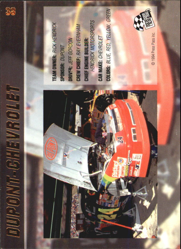 1994 VIP #38 Jeff Gordon w/Car back image