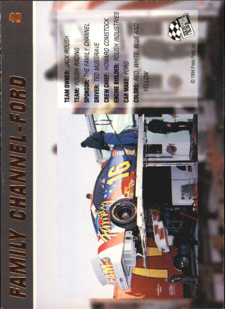 1994 VIP #40 Ted Musgrave w/Car back image