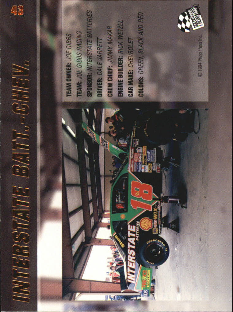 1994 VIP #43 Dale Jarrett w/Car back image