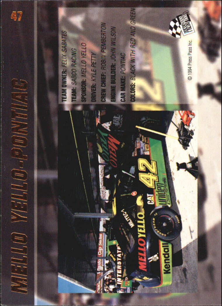 1994 VIP #47 Kyle Petty w/Car back image