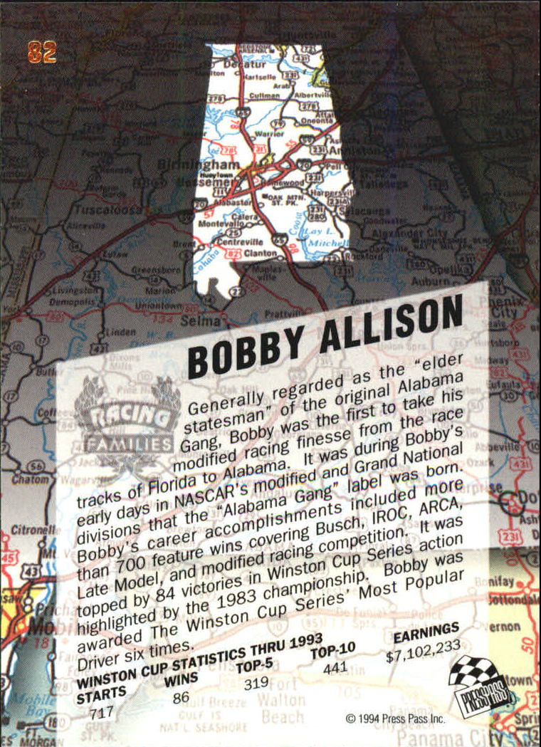 1994 VIP #82 Bobby Allison RF back image