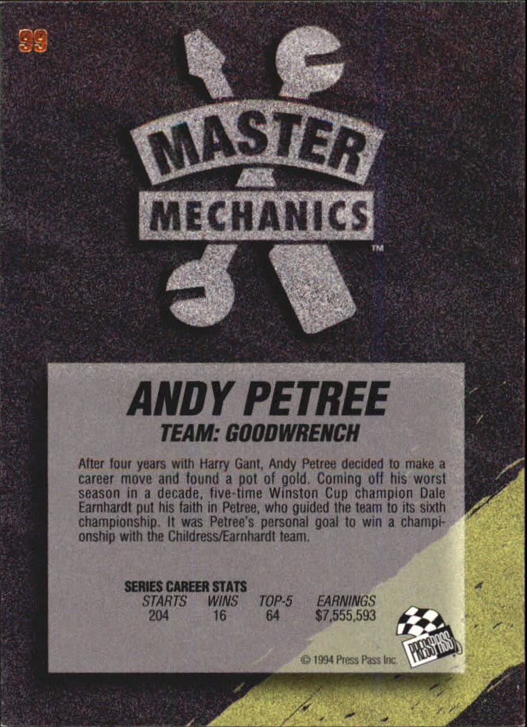 1994 VIP #99 Andy Petree MM back image