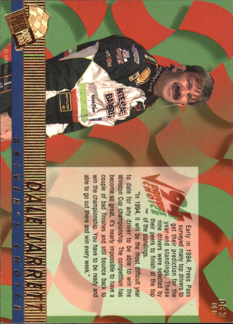1994 VIP Driver's Choice #DC3 Dale Jarrett back image