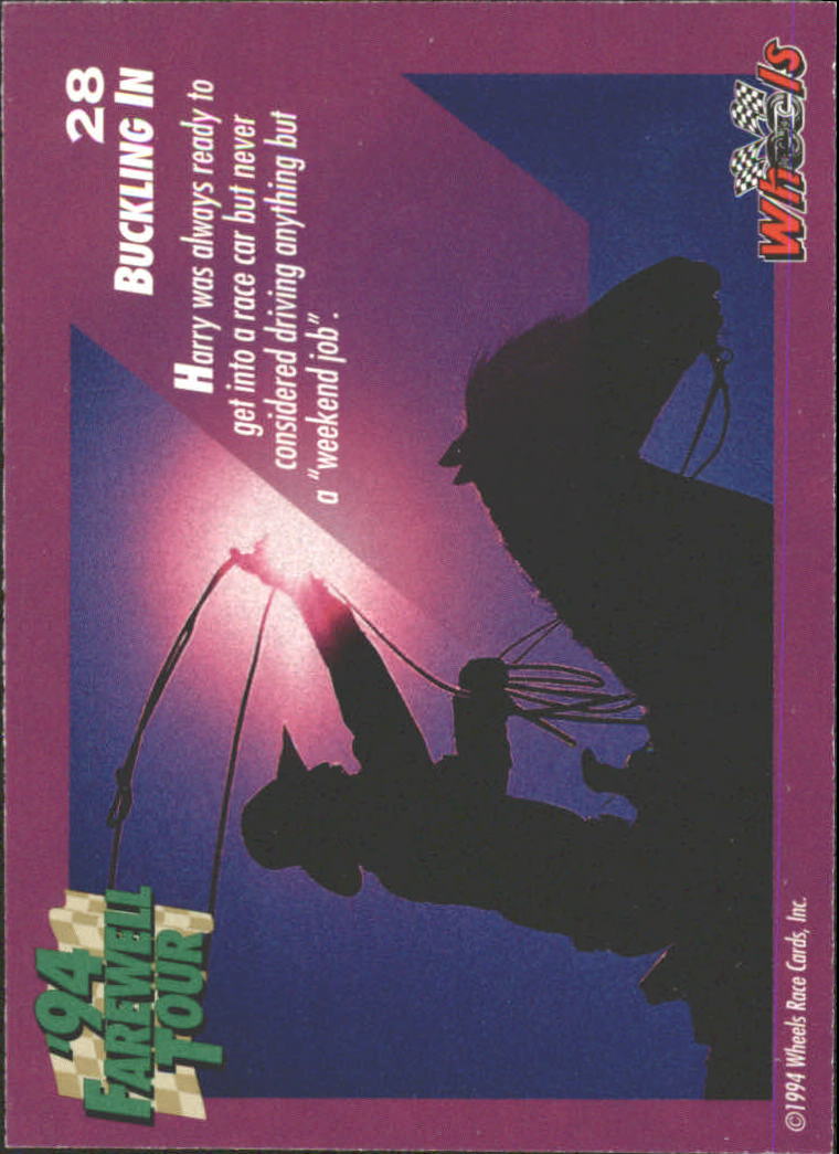 1994 Wheels Harry Gant #28 Harry Gant back image