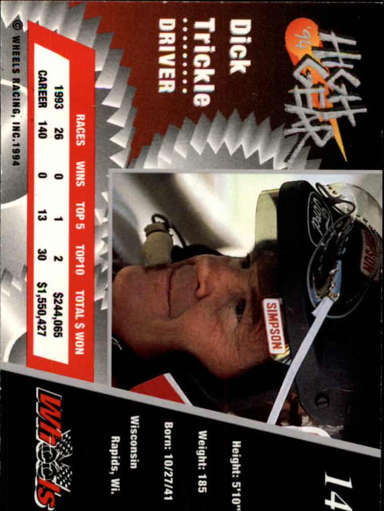 1994 Wheels High Gear #14 Dick Trickle back image