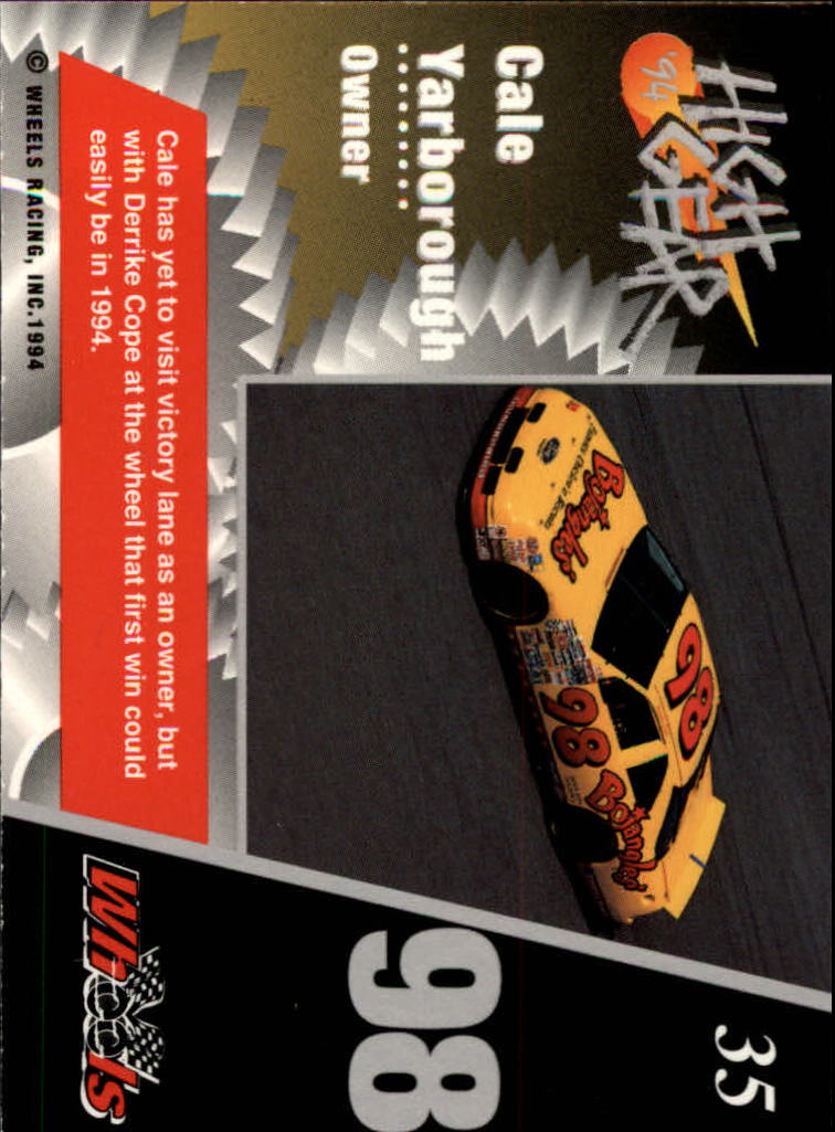 1994 Wheels High Gear #35 Cale Yarborough back image