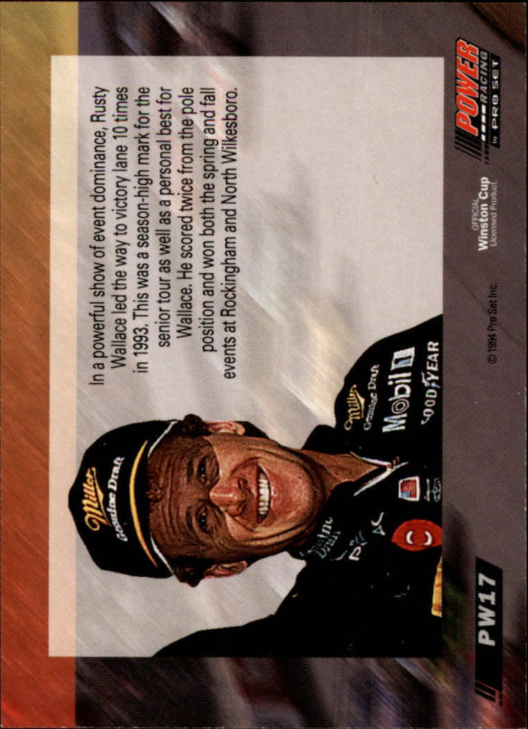 1994 Power #PW17 Rusty Wallace PW back image