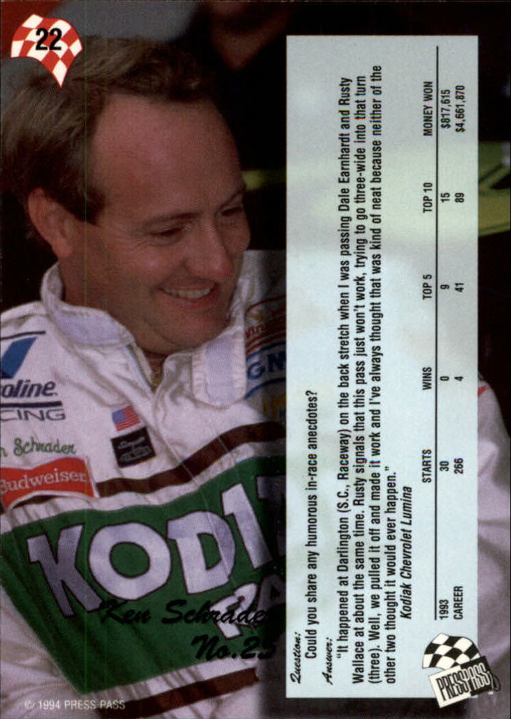 A5662- 1994 Press Pass Auto Racing 1-150 +Rookies -You Pick- 15+ FREE US SHIP - Picture 43 of 285