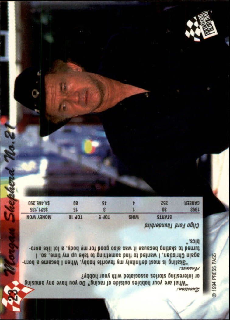1994 Press Pass #23 Morgan Shepherd back image