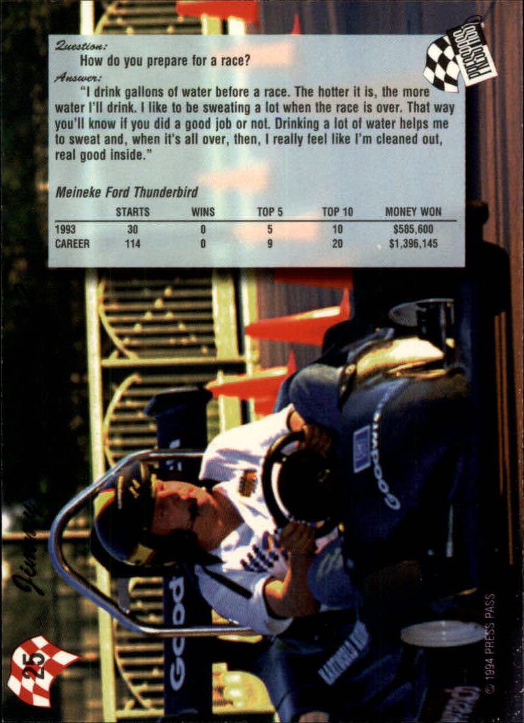 1994 Press Pass #25 Jimmy Spencer back image