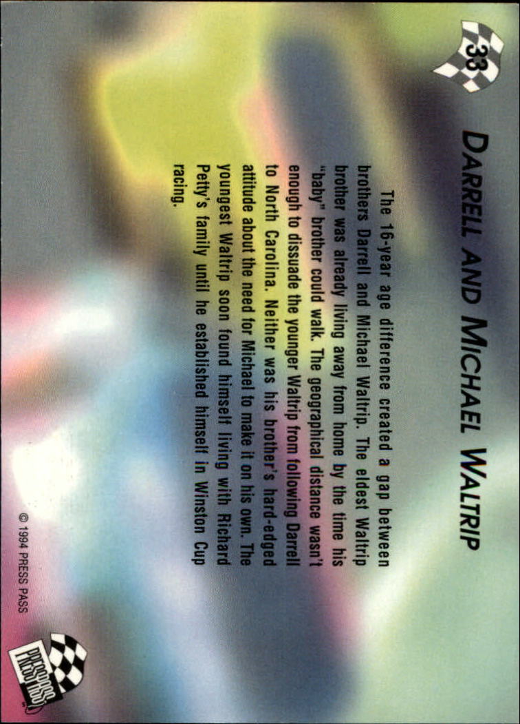 1994 Press Pass #33 Darrell Waltrip/Michael Waltrip back image
