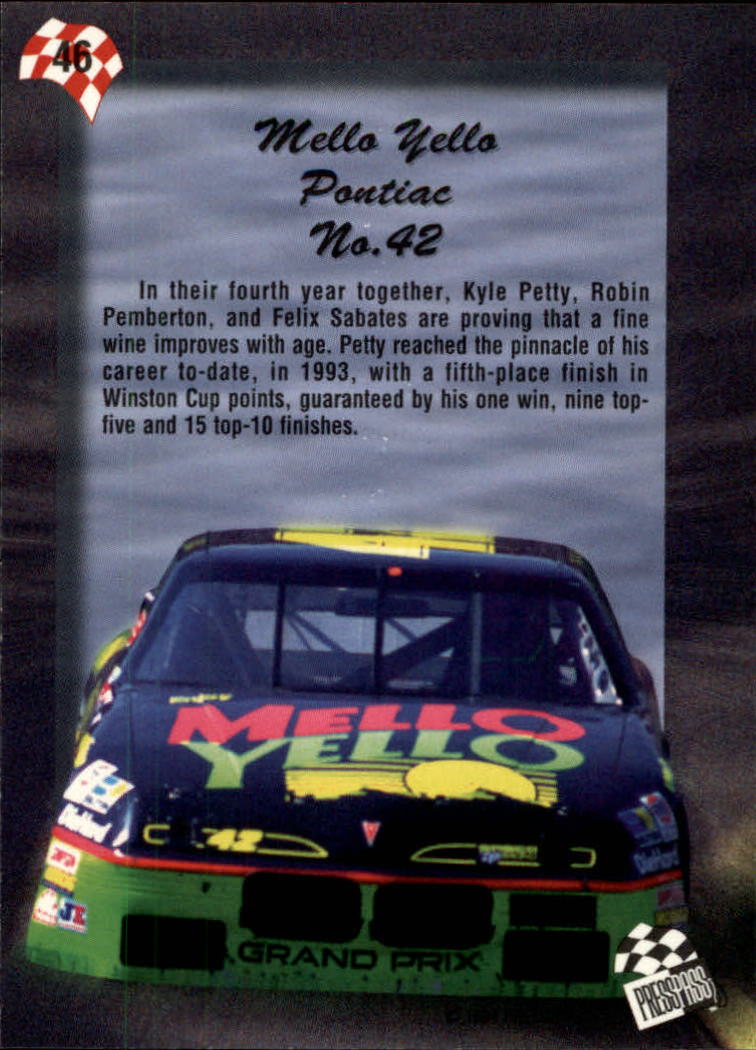 1994 Press Pass #46 Kyle Petty's Car back image