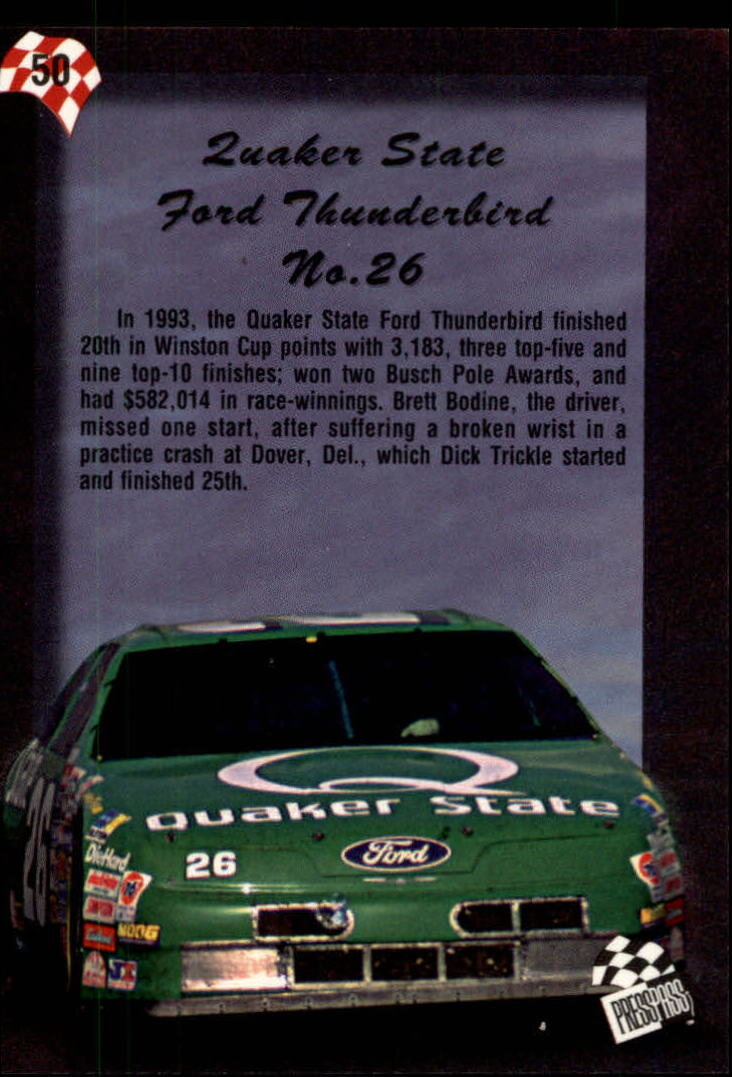1994 Press Pass #50 Dick Trickle's Car back image
