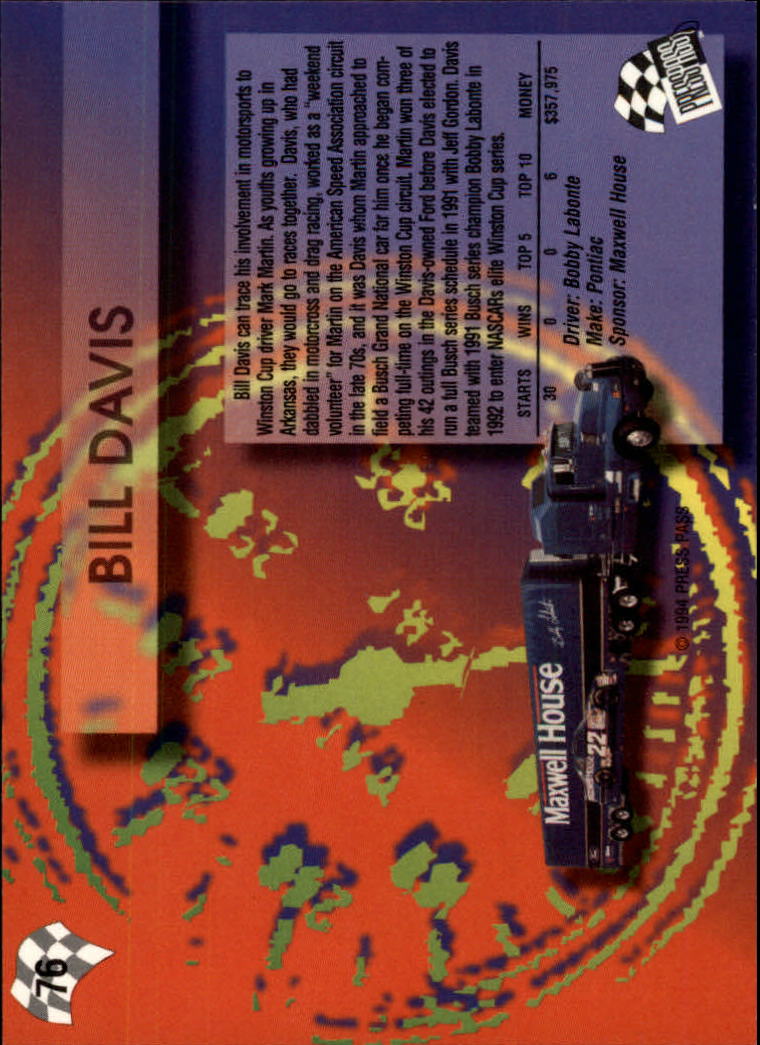 A5662- 1994 Press Pass Auto Racing 1-150 +Rookies -You Pick- 15+ FREE US SHIP - Picture 145 of 285