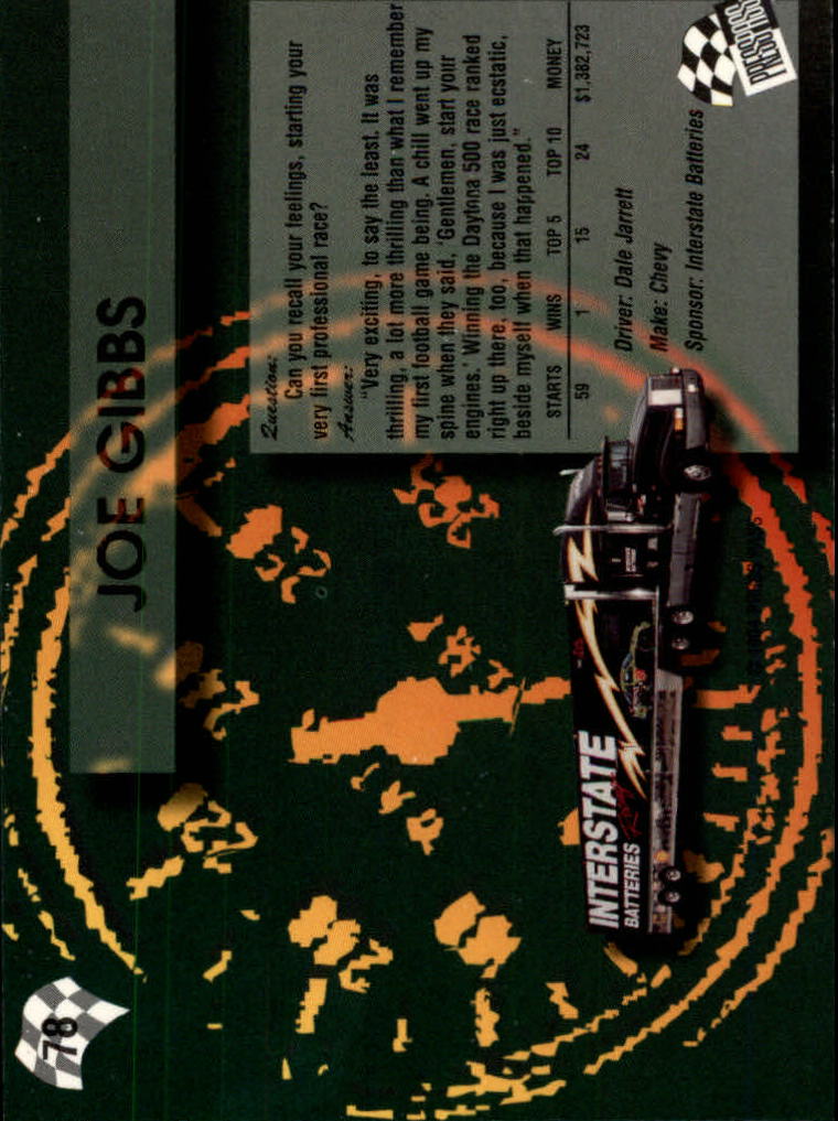 1994 Press Pass #78 Joe Gibbs back image