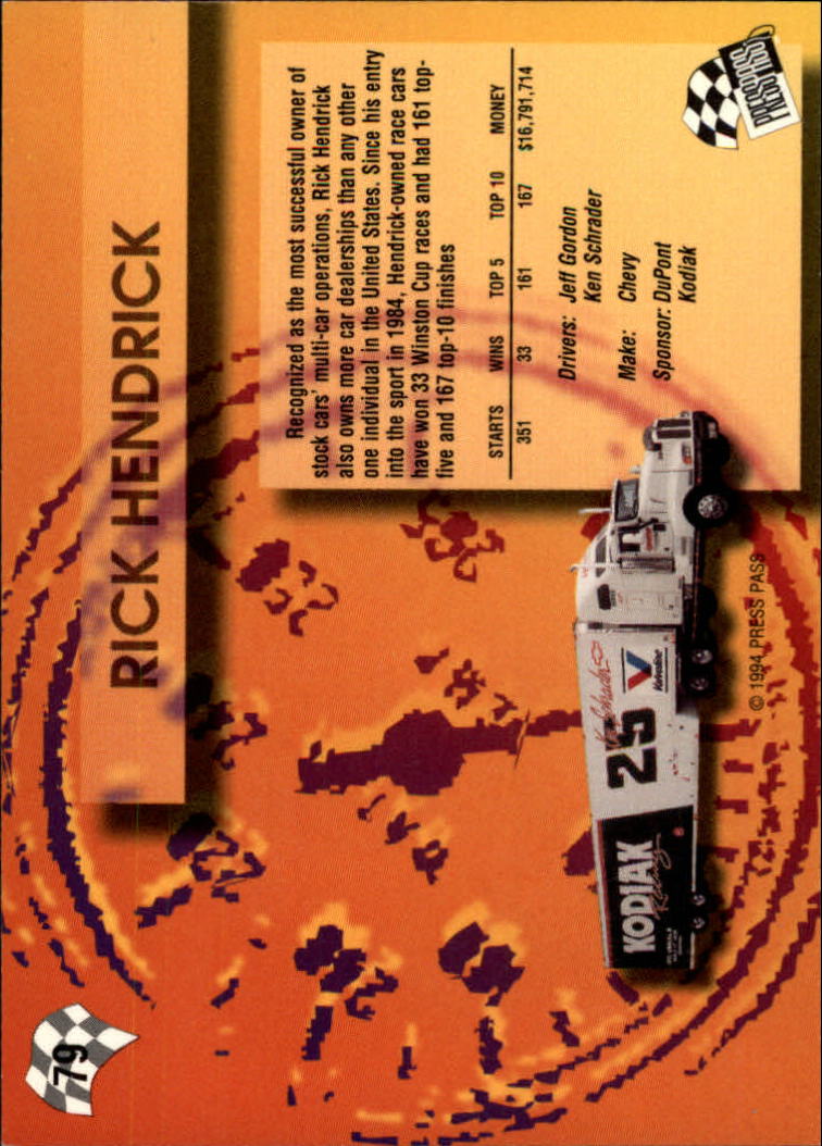 1994 Press Pass #79 Rick Hendrick back image