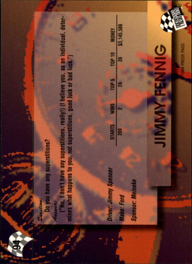 A5662- 1994 Press Pass Auto Racing 1-150 +Rookies -You Pick- 15+ FREE US SHIP - Picture 181 of 285
