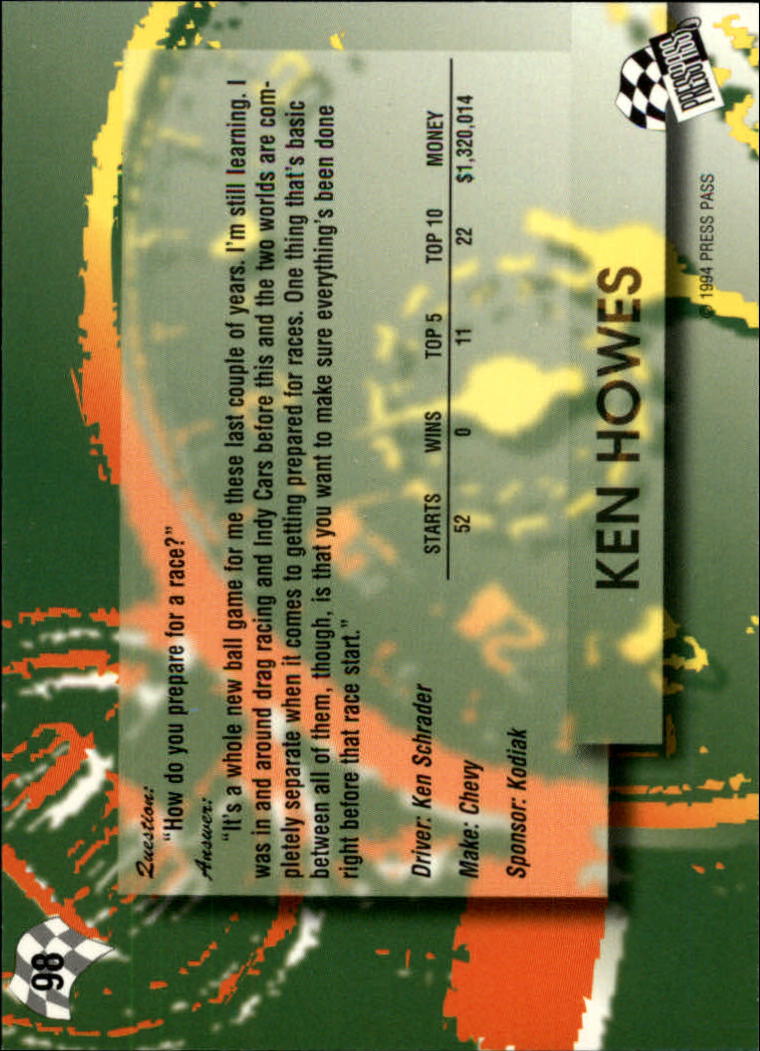 1994 Press Pass #98 Ken Howes back image