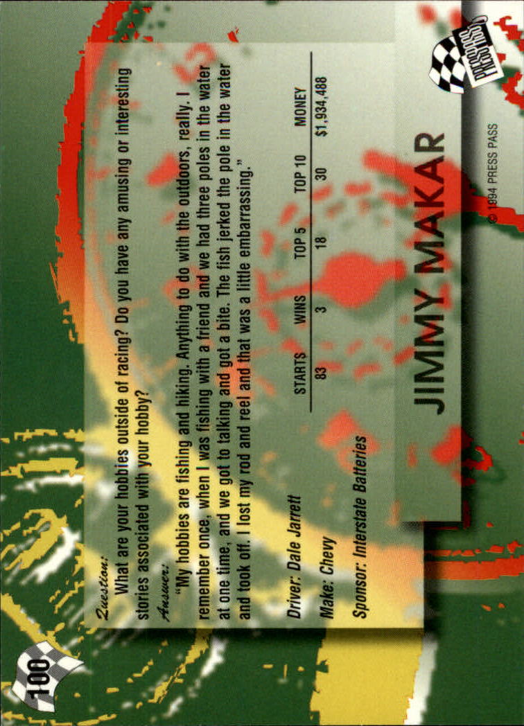 1994 Press Pass #100 Jimmy Makar back image