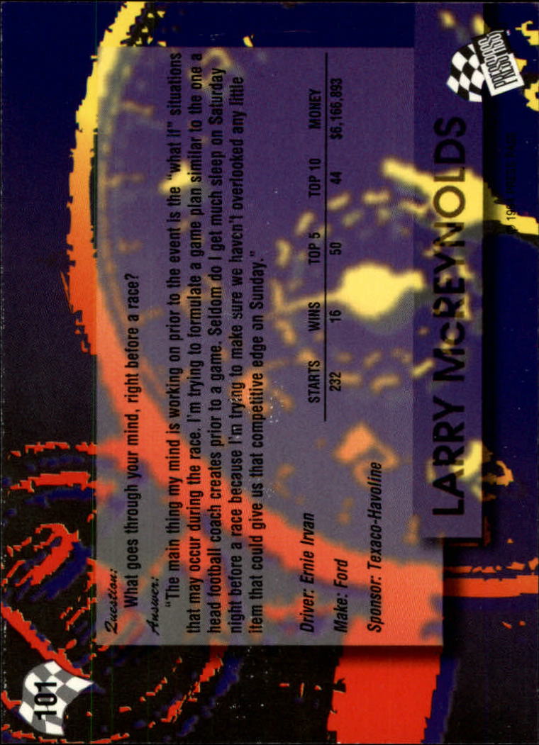 1994 Press Pass #101 Larry McReynolds back image