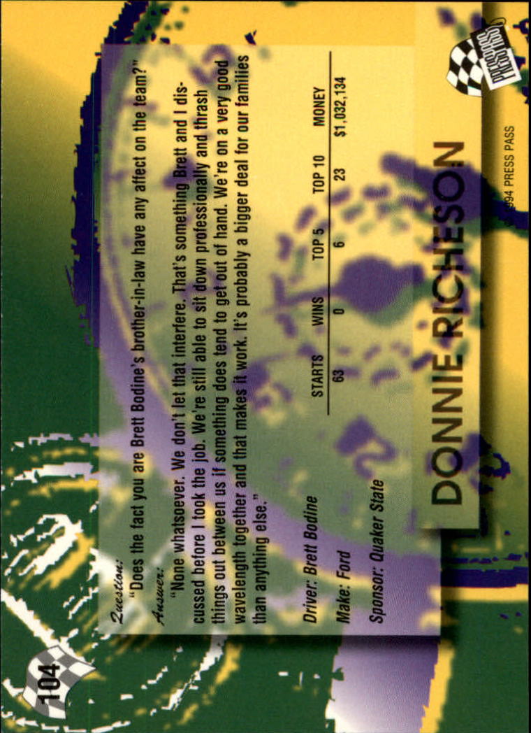 A5662- 1994 Press Pass Auto Racing 1-150 +Rookies -You Pick- 15+ FREE US SHIP - Picture 201 of 285
