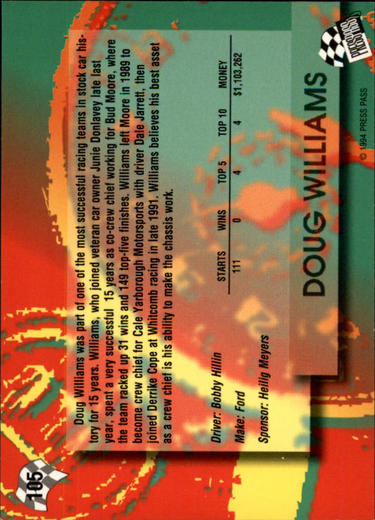 1994 Press Pass #105 Doug Williams back image