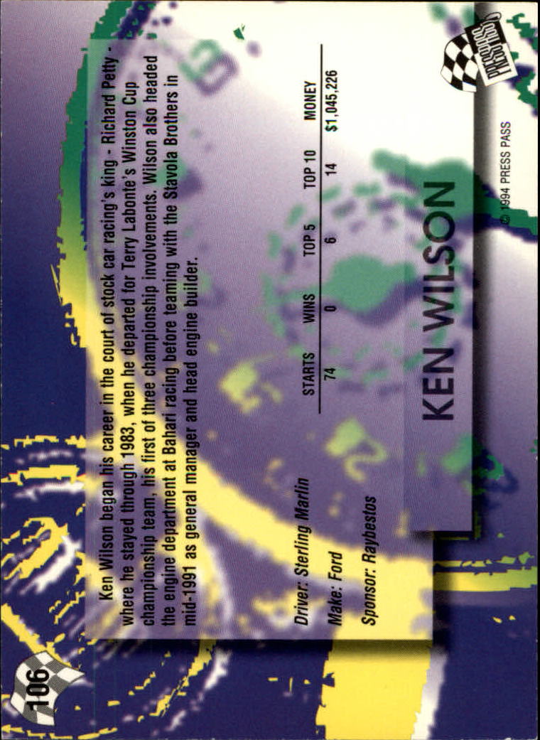 A5662- 1994 Press Pass Auto Racing 1-150 +Rookies -You Pick- 15+ FREE US SHIP - Picture 205 of 285