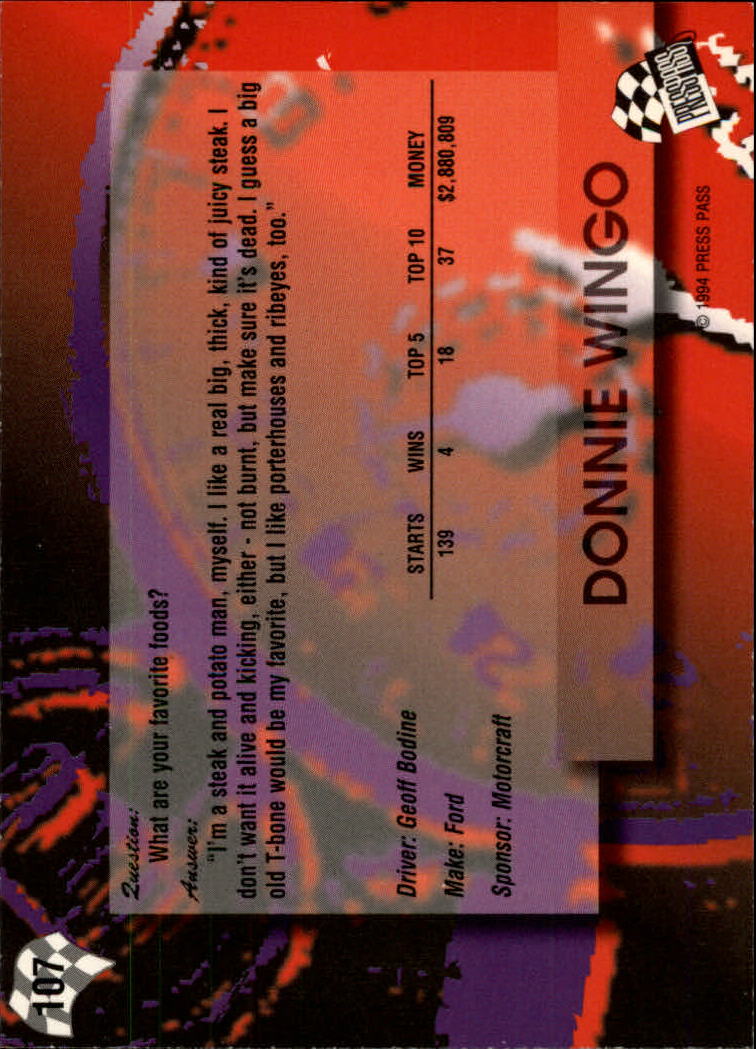 A5662- 1994 Press Pass Auto Racing 1-150 +Rookies -You Pick- 15+ FREE US SHIP - Picture 207 of 285