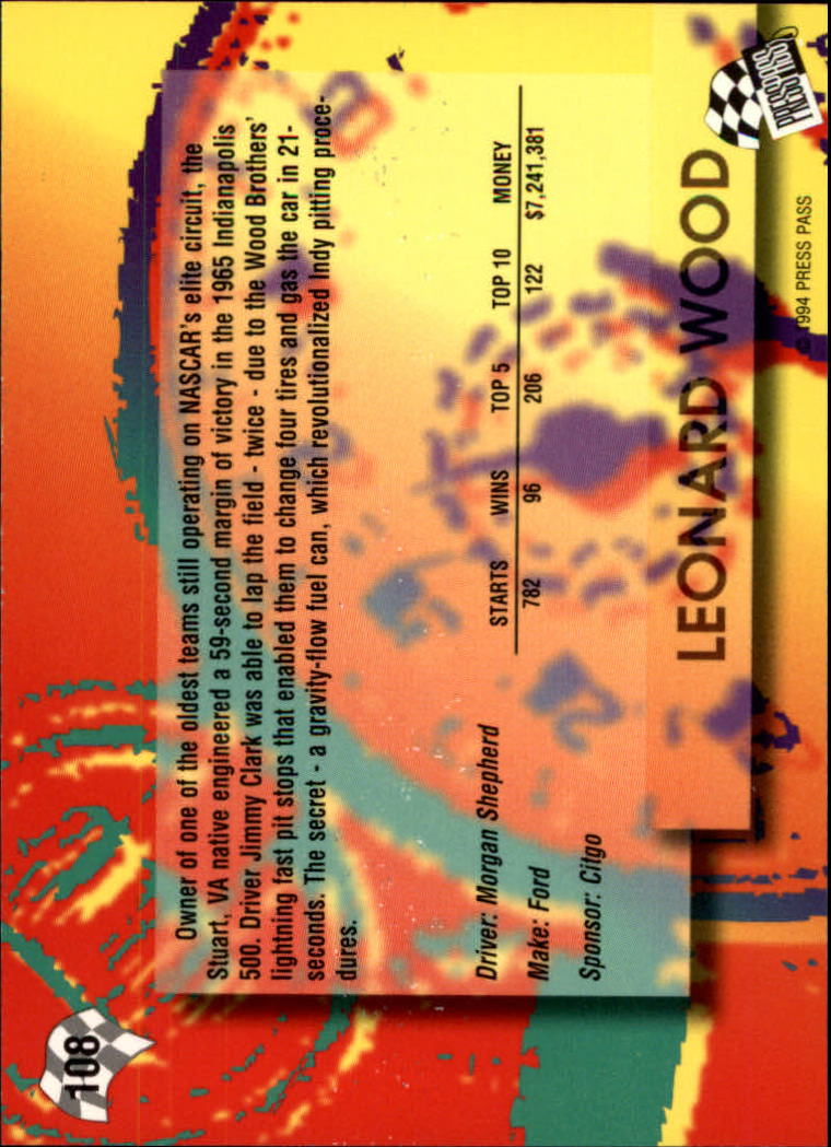 A5662- 1994 Press Pass Auto Racing 1-150 +Rookies -You Pick- 15+ FREE US SHIP - Picture 209 of 285