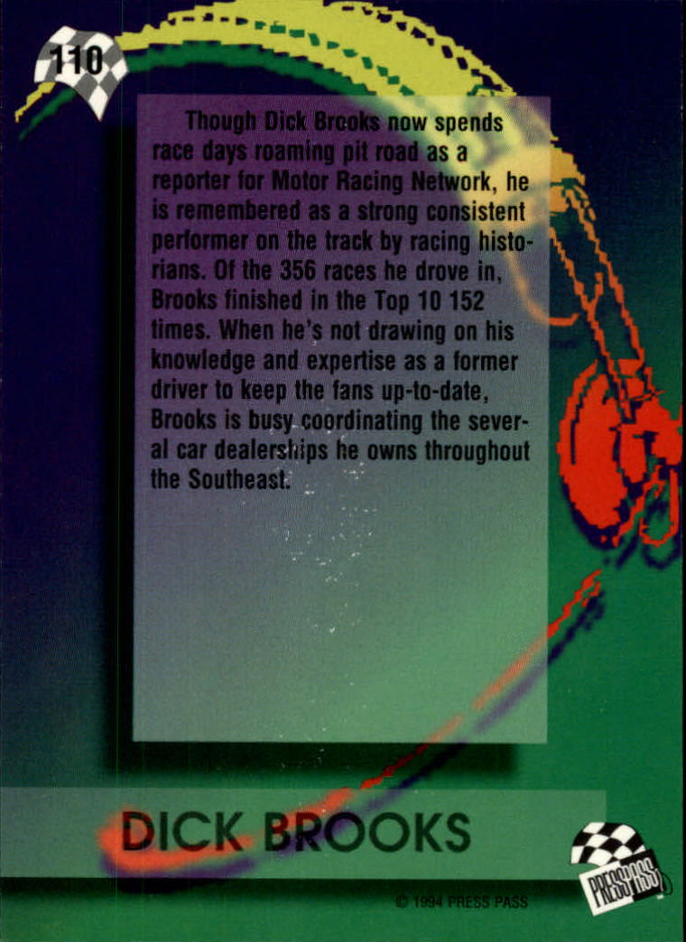 1994 Press Pass #110 Dick Brooks back image