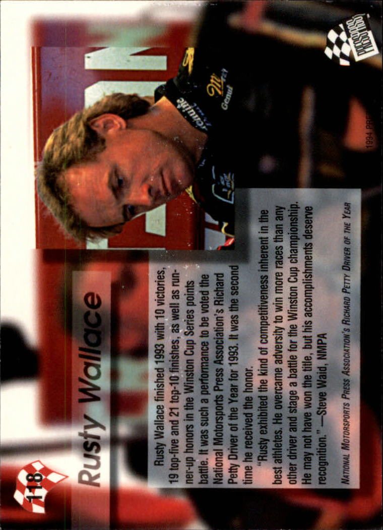 1994 Press Pass #118 Rusty Wallace DOY back image