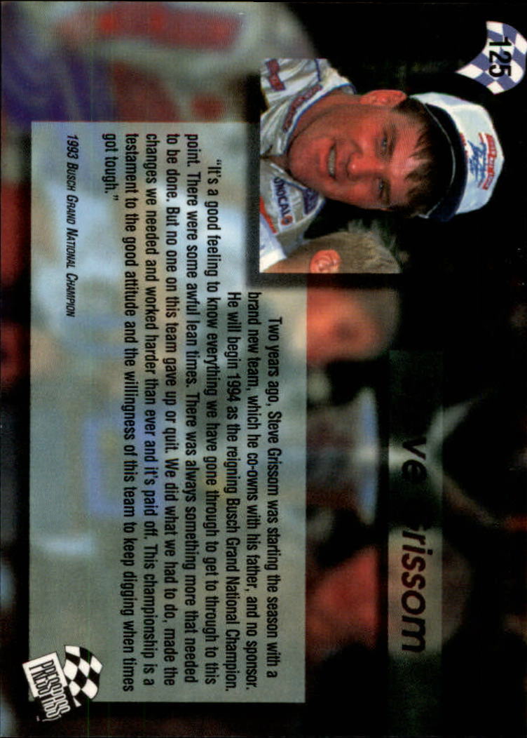 1994 Press Pass #125 Steve Grissom BGN Champ back image
