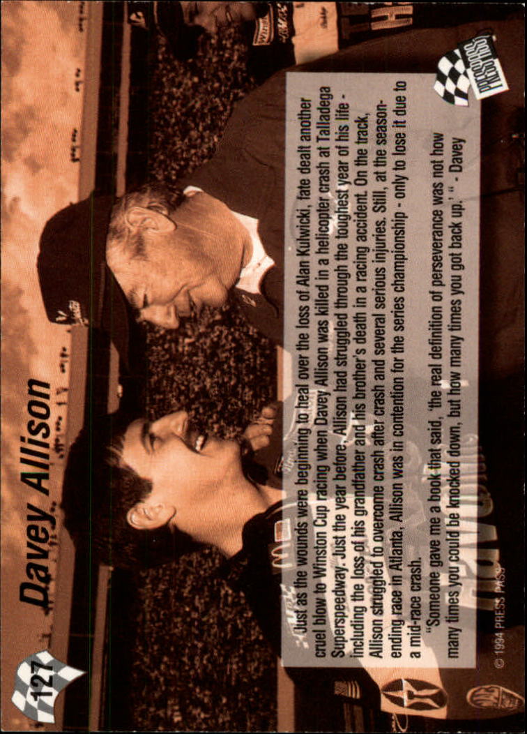 1994 Press Pass #127 Davey Allison HR back image