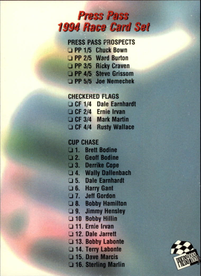 A5662- 1994 Press Pass Auto Racing 1-150 +Rookies -You Pick- 15+ FREE US SHIP - Picture 284 of 285