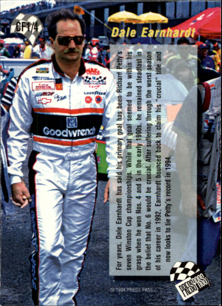 1994 Press Pass Checkered Flags #CF1 Dale Earnhardt back image